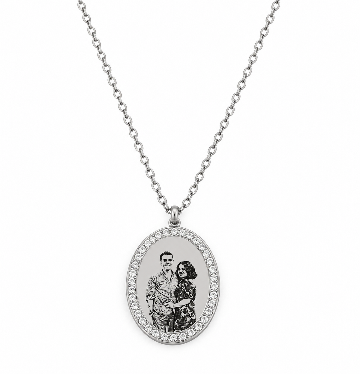 Colar Personalizado Oval c/ Brilhantes