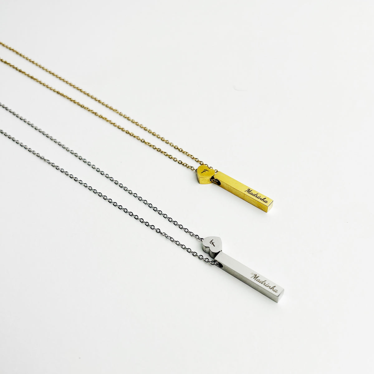 Colar Barra e Coração Personalizado