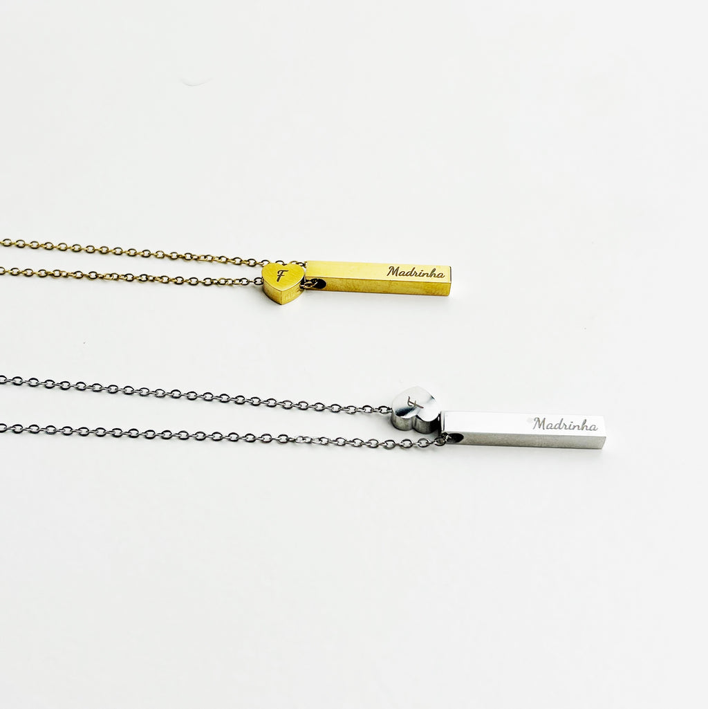 Colar Barra e Coração Personalizado